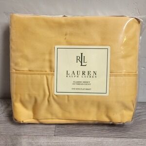 Lauren Ralph Lauren Yellow Flat Sheet King Classic 350 Thread Count Cotton Solid